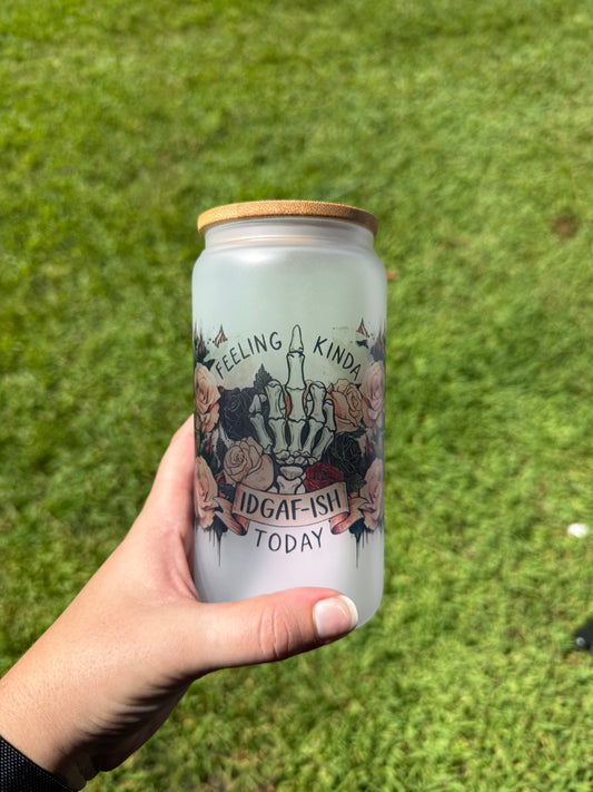 16 Oz. Feeling IDGAF-ish Glass Can Cup | Tarot Cup