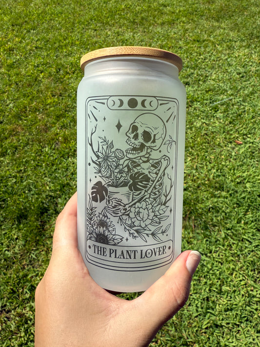 16 Oz. The Plant Lover | Glass Can Cup | Tarot Cup