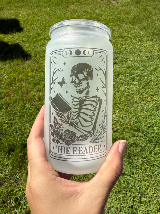 16 Oz. The Reader | Glass Can Cup | Tarot Cup