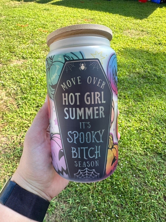 16 oz Spooky Bitch Season Glass Can Cup