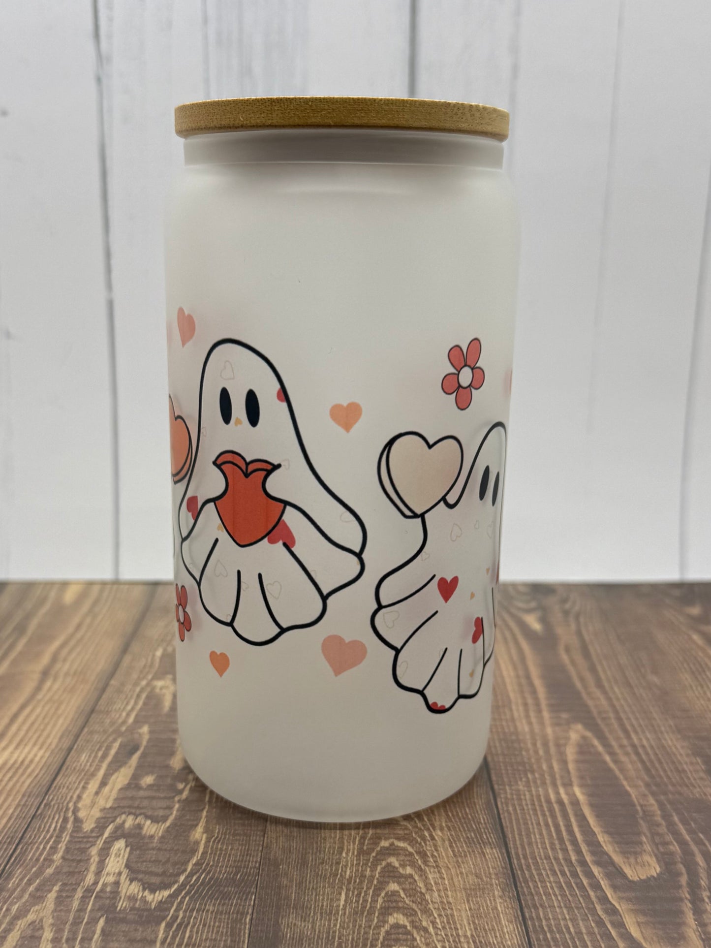 16 oz. Ghost Hearts Glass Can Cup