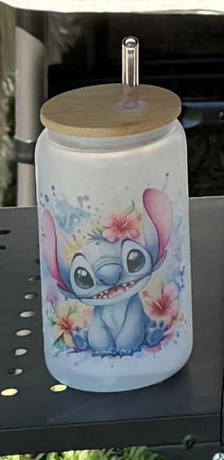 16 Oz Stitch Glass Can Cup