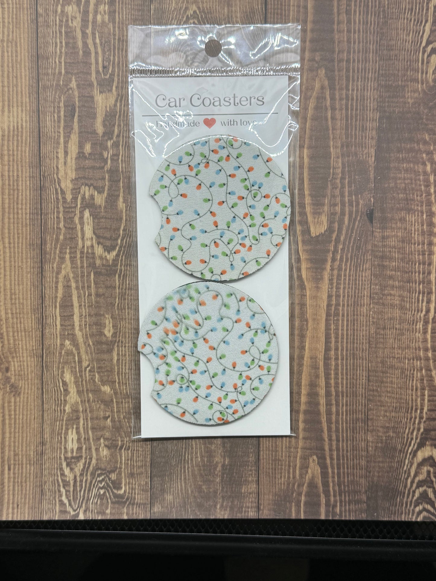 Christmas Lights car coaster set