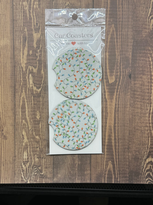Christmas Lights car coaster set