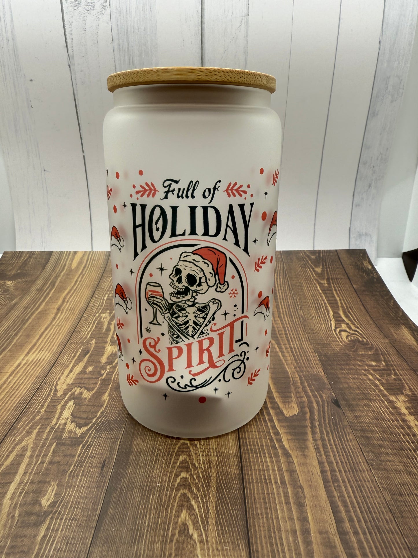 16 oz. Holiday Spirit Glass Can Cup