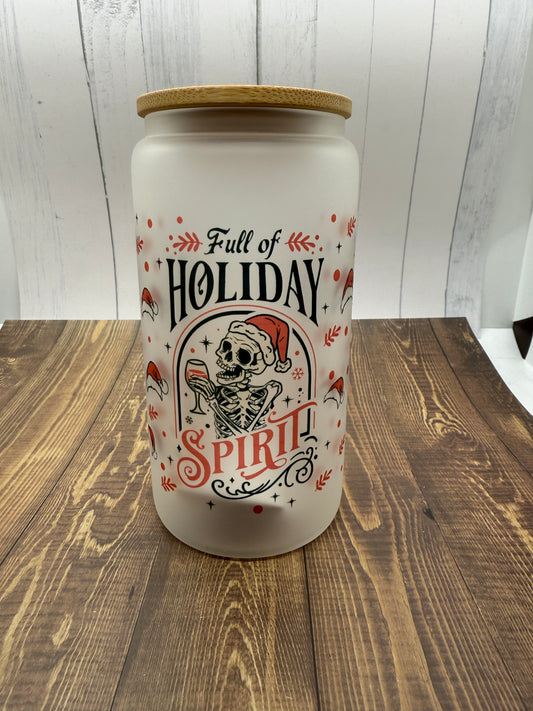 16 oz. Holiday Spirit Glass Can Cup