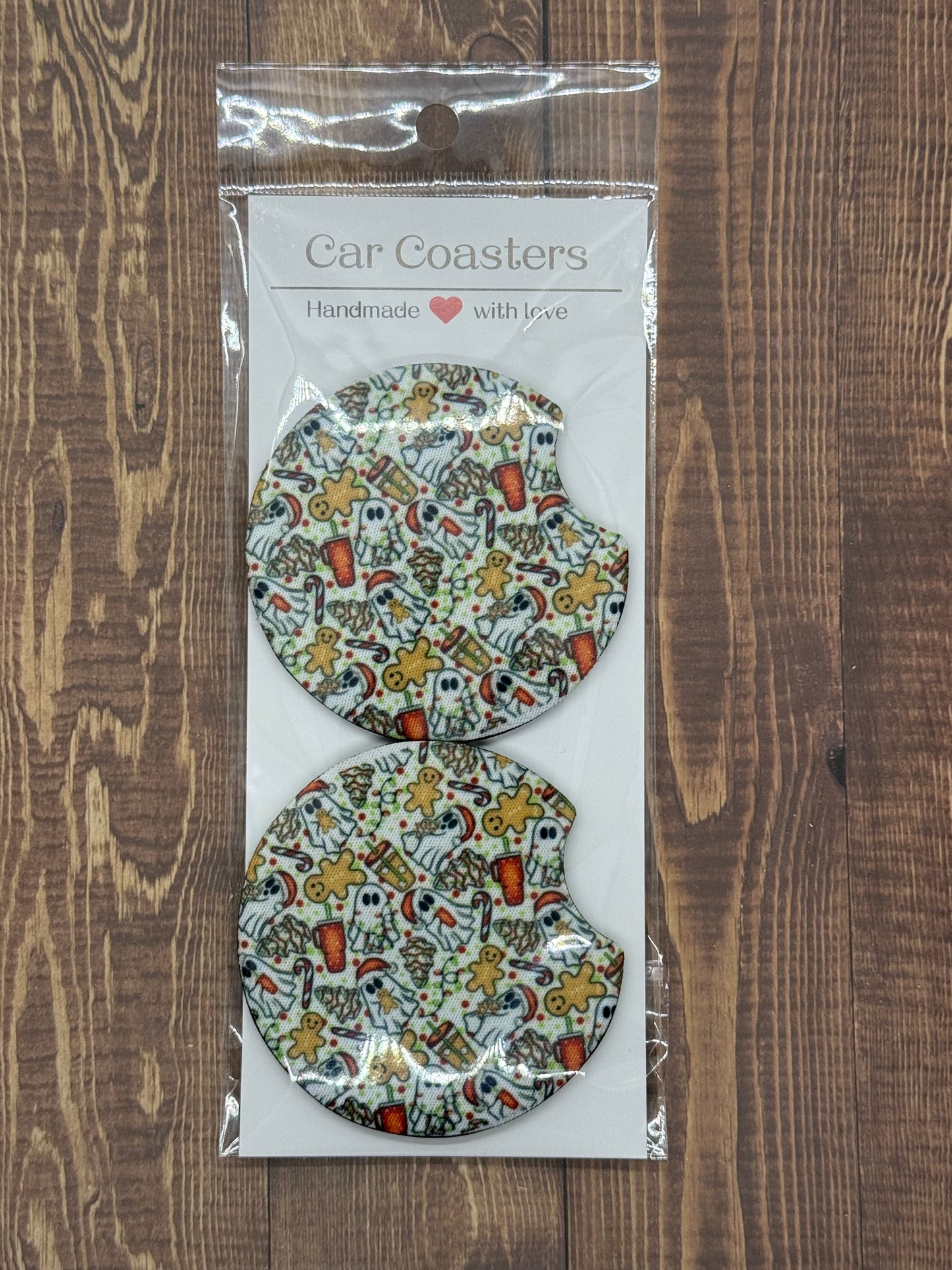 Ghosts & Cookies car coaster set